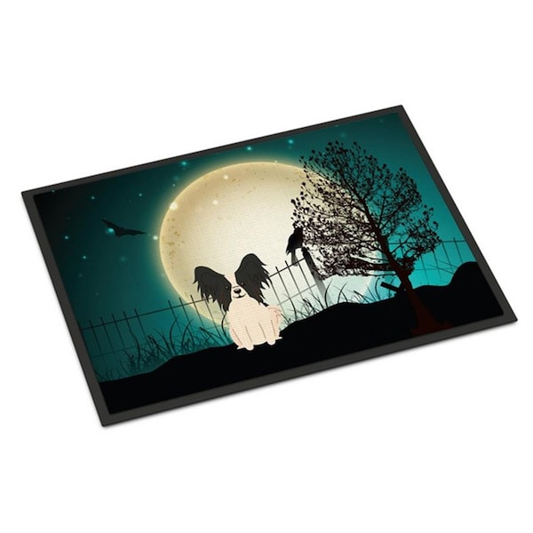 Carolines Treasures Halloween Scary Papillon Black White Indoor or Outdoor Mat, 24 x 0.25 x 36 in. BB2266JMAT - main